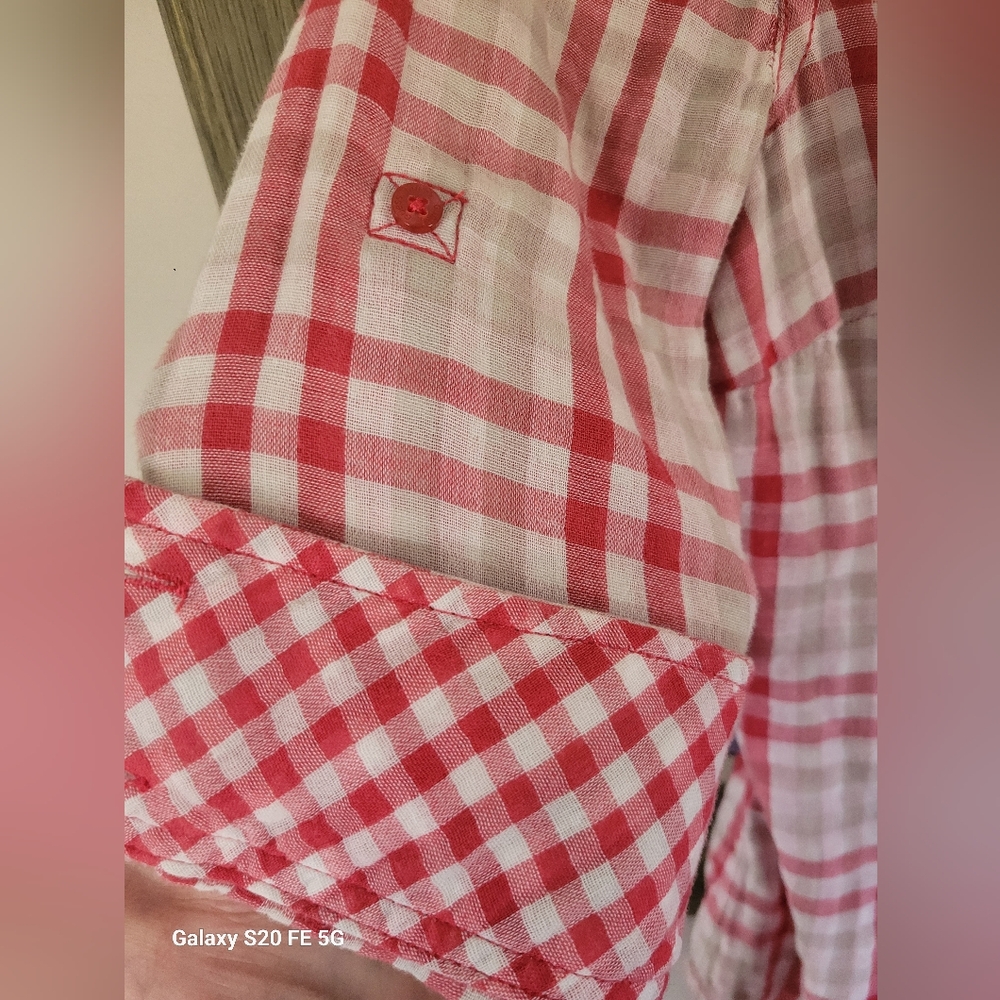 Guess Western Red and White Plaid Button Down Shirt - Picture 9 of 9